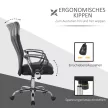 HOMCOM ergonomikus irodai szék, hintázó funkcióval, állítható magasságú, háló, fekete.