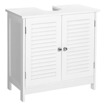   Mosdó alatti fürdőszoba szekrény kétszárnyű ajtóval, fehér 60x30x60cm