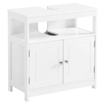   Mosdó alatti fürdőszoba szekrény, két ajtóval, skandináv stílusú, matt fehér 60x30x60cm