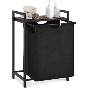   Szennyestartó, kihúzható és levehető ruhatartó zsákkal, fekete