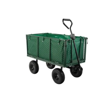   Kerti Kocsi, kézikocsi, maximális terhelés 330 Kg, talicska, platós kocsi, nehéz és terjedelmes anyagok szállításához, csúszásgátló szivacsos fogantyúval