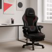 Gamer szék, szövet, lábtortóva, carbon, fekete