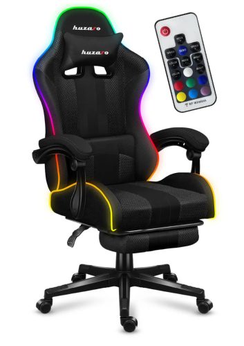 Gamer szék, Pro Force RGB hálós ,lábtartóval ,fekete