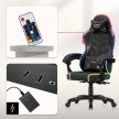 Gamer szék, forgó, ergonómikus, RGB világítással, fekete