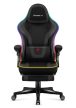 Gamer szék RGB smart , szövet, lábtartó, LED világítással, fekete