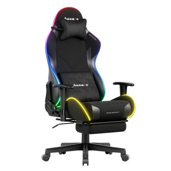 Gamer szék, Force  lábtartóval fekete RGB