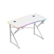 Gamer asztal íróasztal RGB 120 X 60 Cm fehér