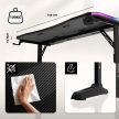 Gamer asztal, elektromos íróasztal Hero RGB fekete carbon 140 x 60 cm 