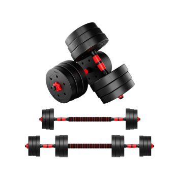   Súlyzókészlet, összsúly 40kg, Két Rúd, Számtalan Kombinációs Lehetőséggel, Fekete/Piros