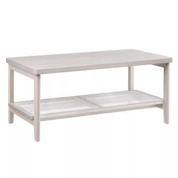   Dohányzóasztal, műrattan tárolópolc, lekerekített sarkok, greige 100x55x45cm