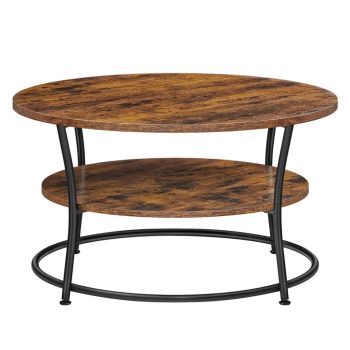 Kerek dohányzóasztal, rusztikus barna 80x80x45cm