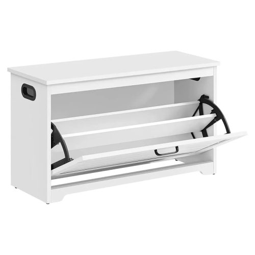 Cipőtároló pad, lenyitható tárolóval, fehér 80x30x46cm