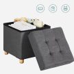 Összecsukható vászon tárolópuff, sötétszürke 38x38x40cm
