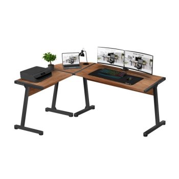 Sarok íróasztal 147 x 112 cm, Fém / Furnér, Dió fal