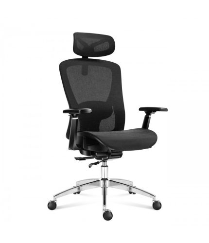 Ergonomikus irodai forgószék, hálós szellőzőanyag, dönthető háttámla, állítható ülésmélység, fekete