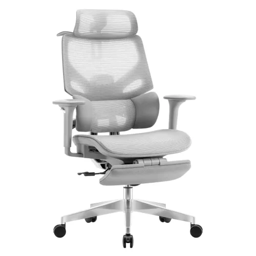 Irodai prémium szék, hálós ergonomikus lábtartóval szürke. 