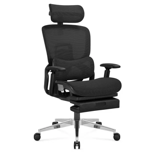 Expert Ergonomikus irodai szék, hálós szövettel, állítható 3D, karfákkal és fejtámlával, fekete