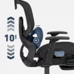 Expert Ergonomikus irodai szék, hálós szövettel, állítható 3D, karfákkal és fejtámlával, fekete