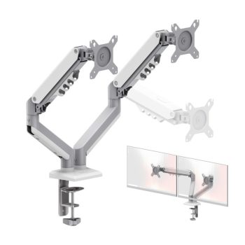   Monitor asztali állvány két monitorhoz, 15" - 32", állítható fehér