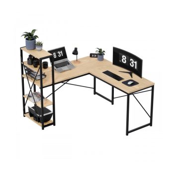   Sarok íróasztal, bal és jobb oldalú kivitel, három polccal, 145 x 57 x 120 cm, fa
