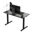  Állítható magasságú íróasztal, 120 x 60 cm, fejhallgatótartóval, üveglappal fekete
