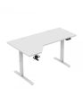  Állítható magasságú íróasztal, elektromos, 145 x 85 cm 70 kg teherbírással, fejhallgatótartóval, fehér