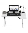  Állítható magasságú íróasztal, elektromos, 145 x 85 cm 70 kg teherbírással, fejhallgatótartóval, fehér