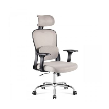   Ergonomikus irodai forgószék kartámaszokkal, deréktámasszal, hálós anyaggal, szürke