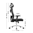 Ergonomikus irodai forgószék, deréktámasszal, 2D háttámla hálós anyaggal, fekete