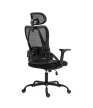 Ergonomikus irodai szék állítható fejtámla, 3D kartámasz, fekete