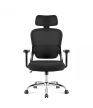 Ergonomikus irodai forgószék, kartámaszokkal, deréktámasszal, hálós anyaggal, fekete
