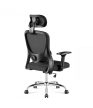 Ergonomikus irodai forgószék, kartámaszokkal, deréktámasszal, hálós anyaggal, fekete