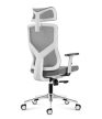 Ergonomikus irodai forgószék, állítható magasság, fejtámla és deréktámasz, hálós anyag, fehér