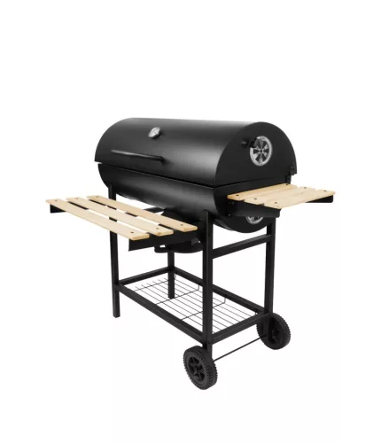 Faszenes BBQ grillsütő ,Krómozott rács ,Beépített hőmérő