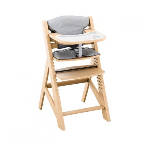 Etetőszék gyerekeknek 4 az 1-ben, kivehető és mosható tálca, 3 pontos biztonsági öv, Állítható magasságú, Natúr