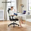 Irodai ergonomikus szék, állítható deréktámasszal és fejtámlával, fekete