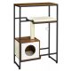 Macska kaparófa, asztal, cicaházzal, rusztikus barna 74x34x114cm