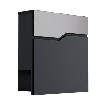   Zárható modern postaláda, falra, kerítésre szerelhető, ezüst-antricit 