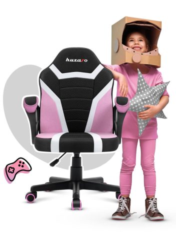 Gyermek gamer szék, gyerekeknek, pink mesh
