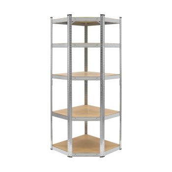   Sarokpolcos fém állvány 2 az 1-ben 5 polc garázshoz 180x90x40cm polconkénti teherbírással 875kg