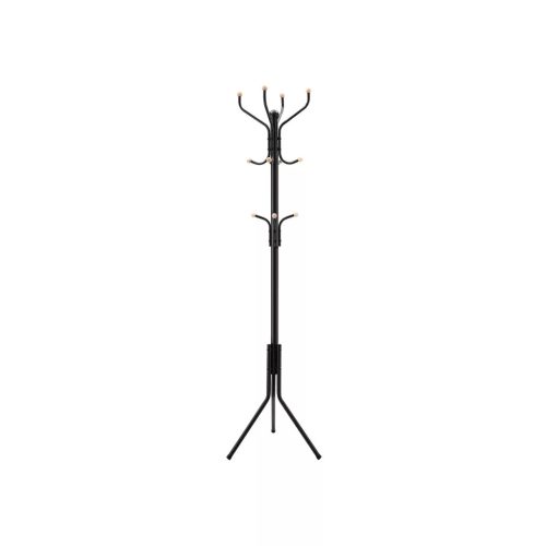 Álló ruhafogas fém 12 akasztóval, egyenes lábakkal, fekete 182cm