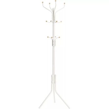 Álló ruhafogas fém 12 akasztóval, fehér