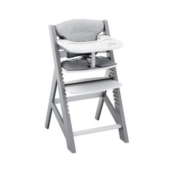   Etetőszék gyerekeknek 4 az 1-ben kivehető és mosható tálca, 3 pontos biztonsági öv, szürke