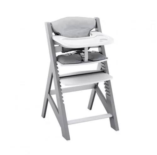 Etetőszék gyerekeknek 4 az 1-ben kivehető és mosható tálca, 3 pontos biztonsági öv, szürke