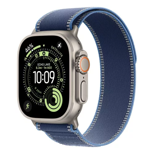 Apple Watch Ultra 3 GPS+Cellular, 49mm-es natúr titántok, kék-élénkkék terep pánt, M/L