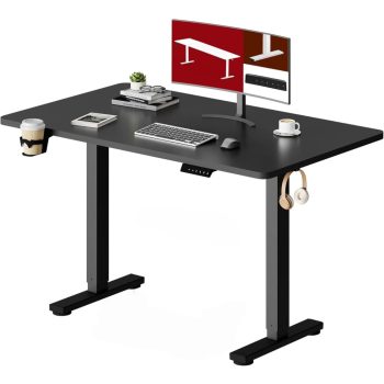   Elektromos magasságállítható íróasztal 110 x 60 cm memóriafunkciós vezérléssel, fekete